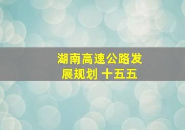 湖南高速公路发展规划 十五五